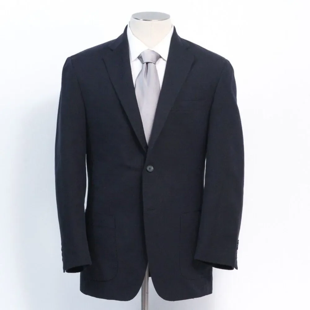Samuelsohn Cotton Wool Navy Sport Coat 2B 2V Canada Full Canvas Jacket 40R